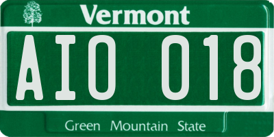 VT license plate AIO018