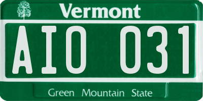 VT license plate AIO031