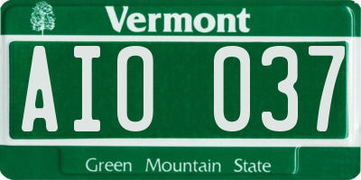 VT license plate AIO037