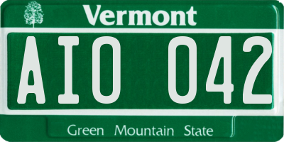 VT license plate AIO042