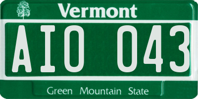 VT license plate AIO043