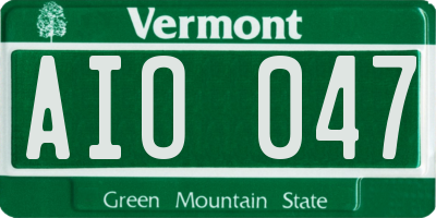 VT license plate AIO047