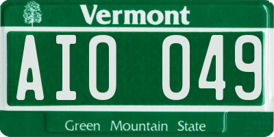 VT license plate AIO049