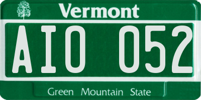 VT license plate AIO052