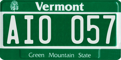 VT license plate AIO057