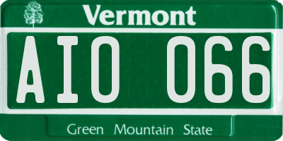 VT license plate AIO066