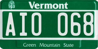VT license plate AIO068