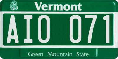 VT license plate AIO071