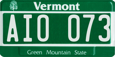 VT license plate AIO073