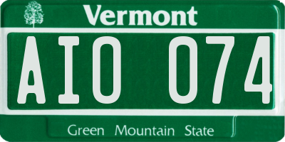 VT license plate AIO074