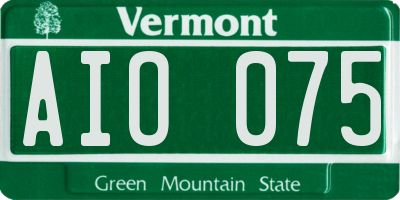 VT license plate AIO075