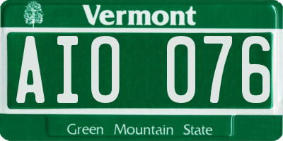 VT license plate AIO076