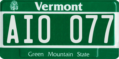 VT license plate AIO077