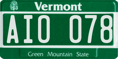 VT license plate AIO078