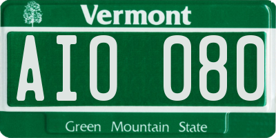 VT license plate AIO080