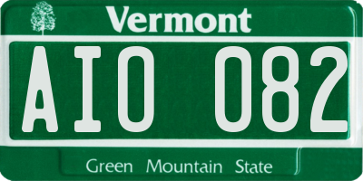 VT license plate AIO082