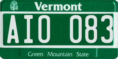 VT license plate AIO083