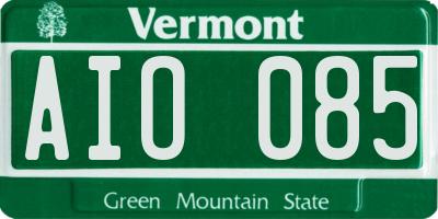VT license plate AIO085