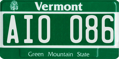VT license plate AIO086