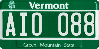 VT license plate AIO088