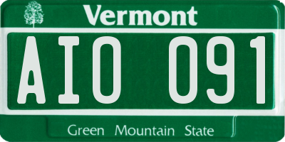 VT license plate AIO091