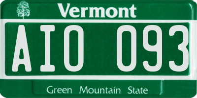 VT license plate AIO093