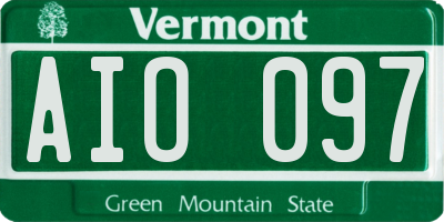 VT license plate AIO097