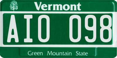 VT license plate AIO098