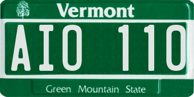 VT license plate AIO110