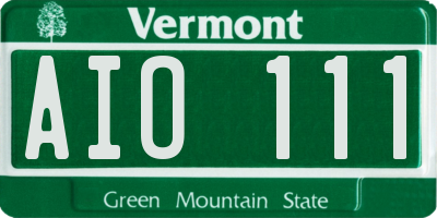 VT license plate AIO111
