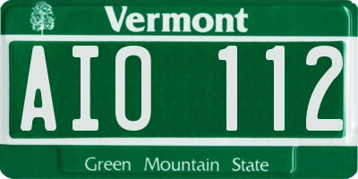 VT license plate AIO112