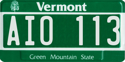 VT license plate AIO113