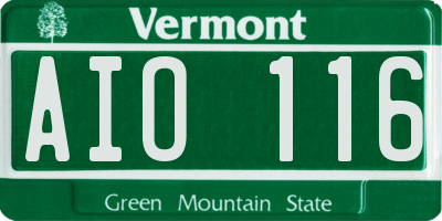 VT license plate AIO116
