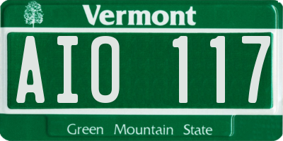 VT license plate AIO117
