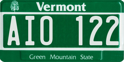 VT license plate AIO122