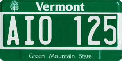 VT license plate AIO125