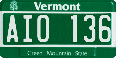 VT license plate AIO136