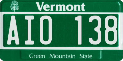 VT license plate AIO138