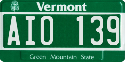 VT license plate AIO139