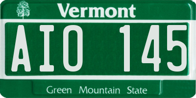 VT license plate AIO145