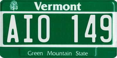 VT license plate AIO149