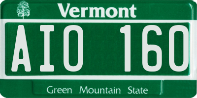 VT license plate AIO160