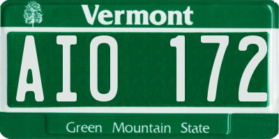 VT license plate AIO172