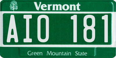 VT license plate AIO181