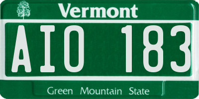 VT license plate AIO183