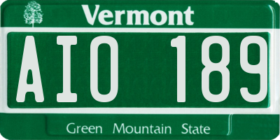 VT license plate AIO189