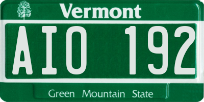 VT license plate AIO192