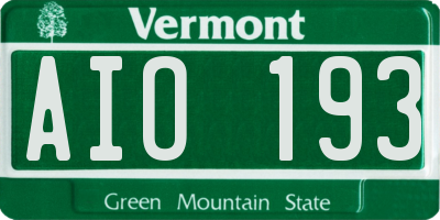 VT license plate AIO193