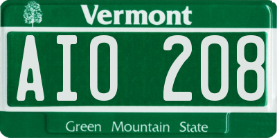 VT license plate AIO208