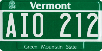 VT license plate AIO212